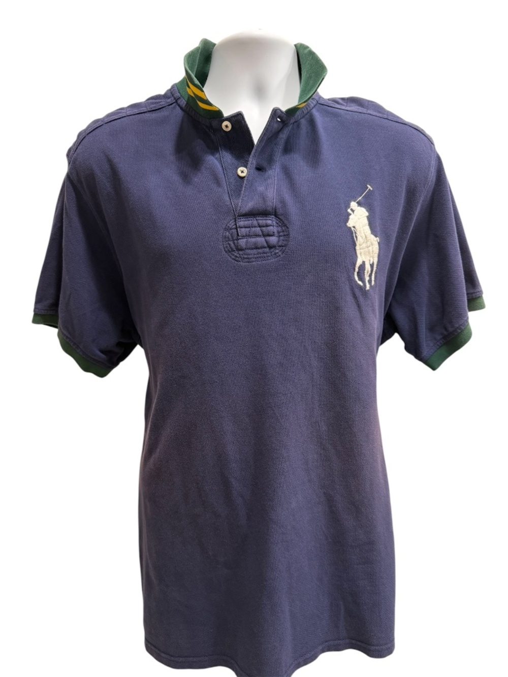 POLO RALPLH LAUREN BIG PONY 2XL QUILTED SHOULDERS BLUE GREEN YELLOW CUSTOM FIT